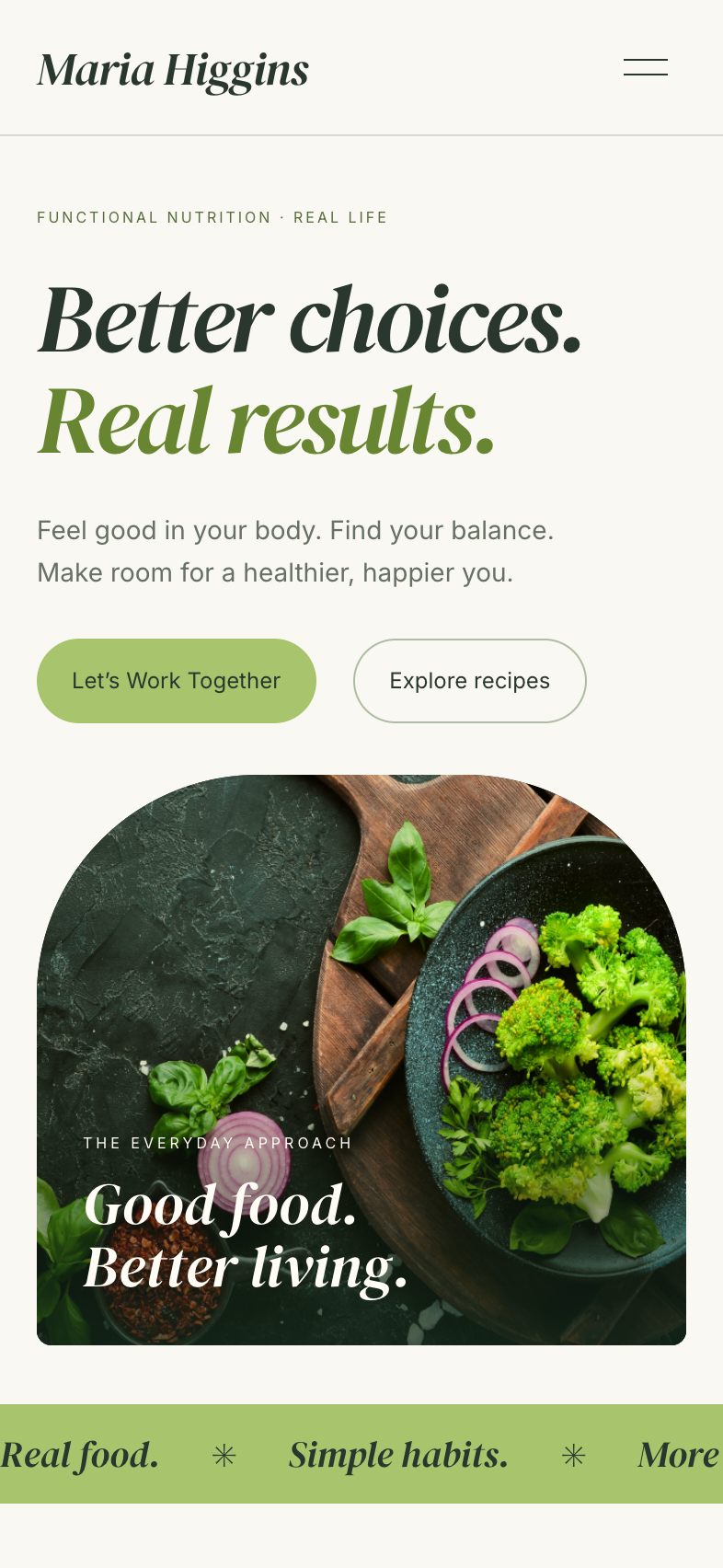 VC Nutrition mobile homepage showing the redesigned coaching invitation.