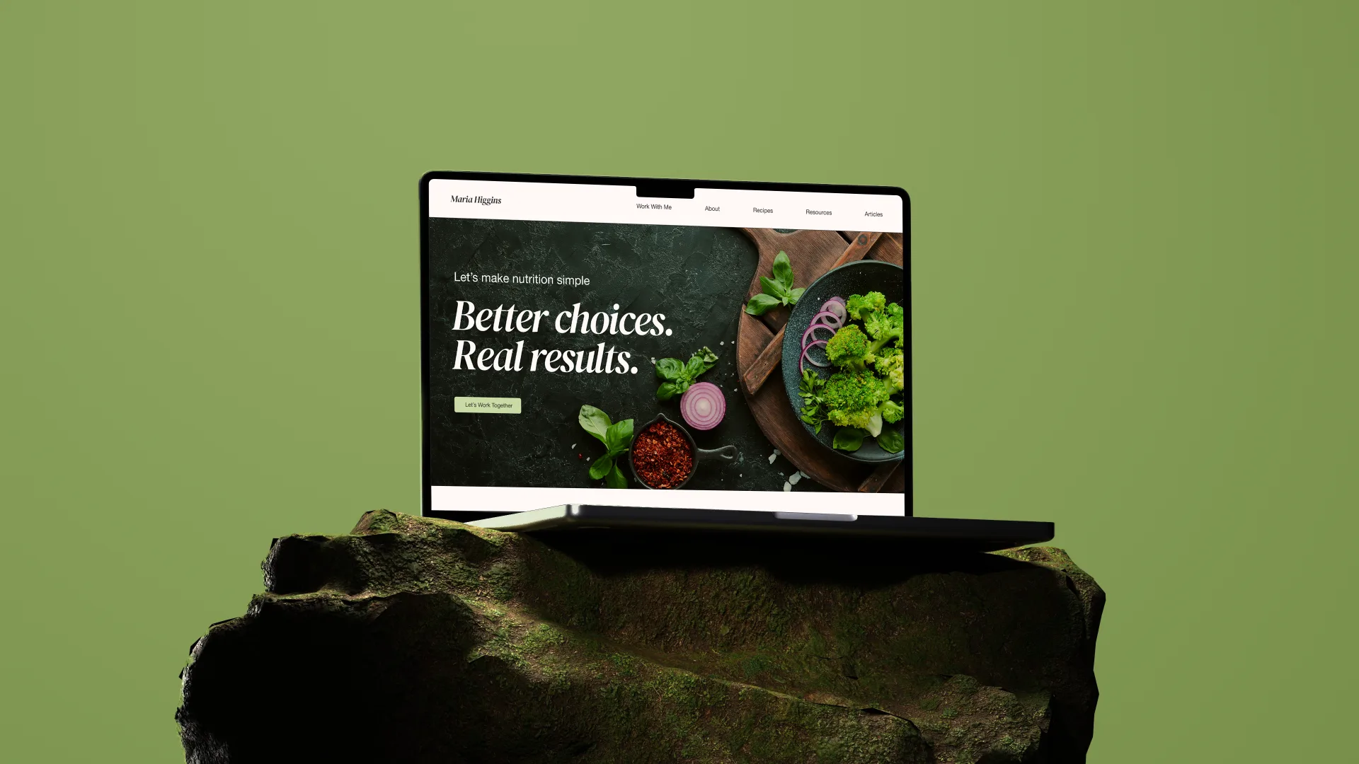 VC Nutrition site shown on a MacBook against a green backdrop